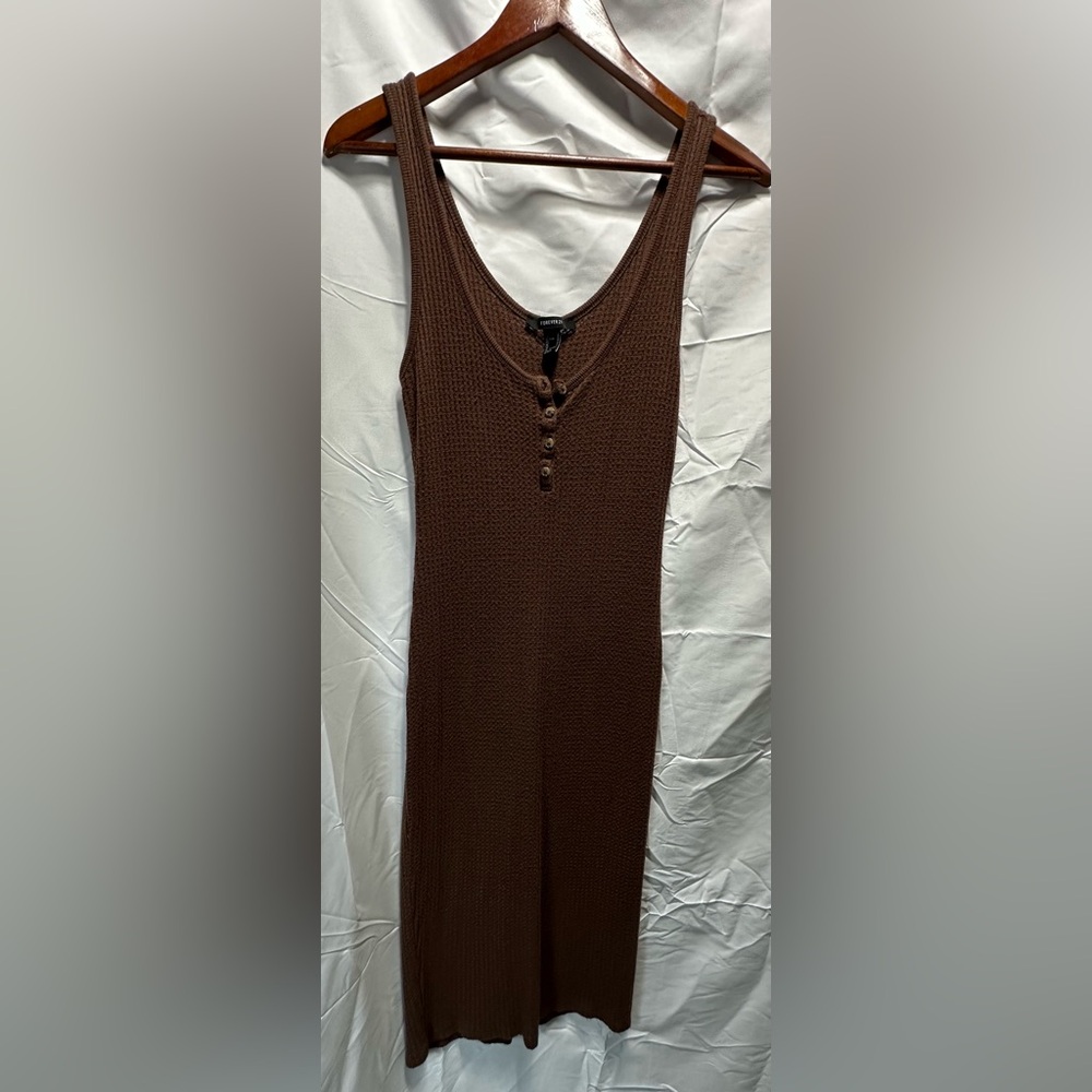 Brown Sleeveless Knit Dress